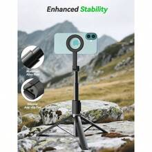 66 Magnetic Selfie Stick Tripod, 360 Rotatable Aluminum Strong Magnetic Cell Phone Tripod Stand Android With Metal Ring Wireless Remote, Travel Essentials - 黑色 - 查看 5