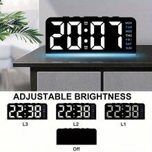 RAF 1个LED镜面桌面时钟，数字闹钟，显示时间和温度，桌面电子钟，彩色灯光（白色）时间显示，夜灯，USB桌面时钟，家居装饰智能时钟，卧室家具办公桌时钟，家居必备