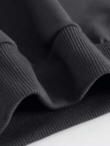 1件青少年男孩活力趣味卡通文字图案卫衣，单人款，适合学校活动。 - 深灰色 - 查看 7