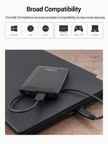UnionSine 便携式外置硬盘 1TB/500GB USB 3.0 - 含拉链收纳盒，旅行理想之选 | 高速 2.5 英寸硬盘，适用于 PC、笔记本电脑、游戏设备 | 即插即用，轻巧便携