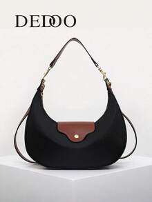 Dedoo 新月包通勤包简约单肩腋下手提包，印花时尚简约链条单肩，上班，派对，2025情人节礼物，大气，温柔优雅，适合大学生，女性，淑女，各种场合都很实用。 - 黑色 - 查看 2