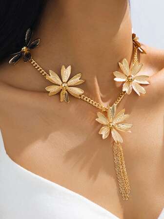 Elegant mångsidigt hjärtformat Y-halsband med tofs, enkelt personligt smycke lämpligt för bankett, festkläder, present