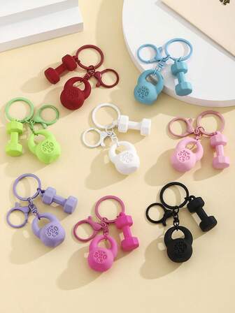 1 pieza Llavero de mancuerna de resina hecho a mano, colgante de barra de color macaron, regalo creativo para amante, amigo, novia, vacaciones, recuerdo, teléfono móvil, accesorios de coche