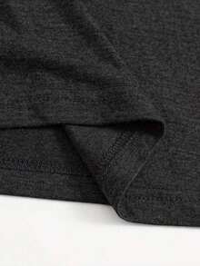 Camiseta de mujer 100% algodón |   Cuello redondo con gráfico de montaña y amanecer floral |   Estilo casual y natural - Gris Oscuro - Ver 3