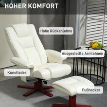 Schaukel Relaxsessel mit Hocker & Liegefunktion, 135° verstellbar, Kunstleder, 150kg belastbar, für Wohnzimmer