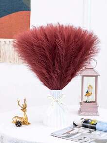 人造蒲葦草仿真植物家居裝飾 100/80/60/50/30/20/15/10/5/1件 55cm/97cm 粉色仿真蒲葦草，裝飾性真實蒲葦花，大型人造蒲葦枝植物，蒲葦草，適用於落地花瓶，蒲葦草裝飾，花瓶填充物，落地花瓶填充物，家居波希米亞風格裝飾 1/3/5/6/8/10/15件 - 酒紅色 - 查看 7