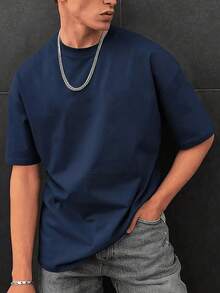 Men's Fashion Loose Fit Short Sleeve T-Shirt |   Exquisite Design |   Summer Essential |   Easy To Match |   Showcase Your Style OLYG - 藏蓝色 - 查看 10