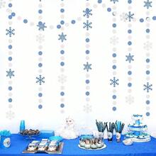 SnowflakeSnow SilverBlue Christmas PartyDecorations Garland 58Ft White Winter Wonderland Frozen Hanging Paper Streamers BannerBirthday Baby Bridal Shower Wedding New Year Supplies Decor Ouruola - BlueSilver - 查看 7