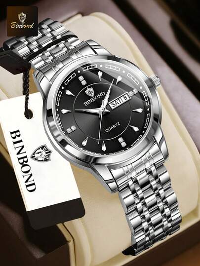 Đồng hồ nữ BINBOND B8879 cao cấp, thời trang, công sở, máy quartz, chống nước 30M, hiển thị ngày và thứ, đồng hồ đeo tay thể thao dành cho nữ.