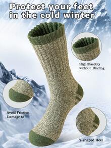 5 Paar Herren dicke, warme Wollsocken, Retro Schnee Wandern Sport Crew Socken, thermische Handtuch Lange Socken für den Winter, kuschelige Socken - Verschiedenfarbig - Übersicht 5