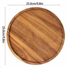 1 Circular Wooden Tray, Suitable For Use As A Serving Tray, Applicable For Dining, Entertainment, Decoration And Organization Purposes. It Can Hold Cakes, Cheeses, Fruits, Appetizer Trays, Classic Circular Wooden Plates. It Is An Ideal Holiday Gift, Table Decoration Item, Can Come Into Contact With Food. Suitable For Thanksgiving, Harvest Festival, And As A Gift For Friends' Birthdays. - Yellow - View 14