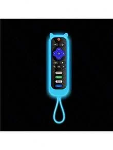 1 szt. Silikonowa obudowa pilota z funkcją świecenia w ciemności i smyczą do pilota do telewizora Roku - Uniwersalne silikonowe etui do Hisense, Roku TV Streaming Stick, pilota głosowego 4K+/4K