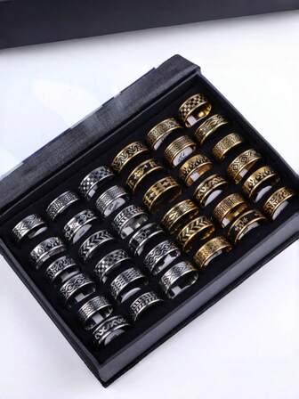 10 piezas Anillos de acero inoxidable con diseño de goteo de aceite, de estilo minimalista y de moda, para hombres y mujeres, con estilo punk retro, como regalo de cumpleaños, sin caja