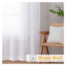 White Sheer Curtains 108 Inches Long 2 Panels Set, Voile Light Filtering Window Treatment Drapes For Living Room Bedroom Canopy, Each 42Wx108L Inches, 9 Ft, White - 多色158 - 查看 5