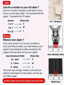 3/4/6件套通用拉链维修套装，可拆卸拉链头，适用于夹克、行李箱、包袋，无需缝纫，适用于夹克、行李箱、包袋、家用拉链头更换，无需工具