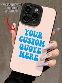 Ốp lưng điện thoại màu hồng tùy chỉnh phong cách retro, nhiều màu sắc khác nhau, in chữ ngắn và tên, bảo vệ điện thoại cho Galaxy S22/S23 Ultra, A14, 11/12/13/14/15 Pro Max - màu đen - Xem 1