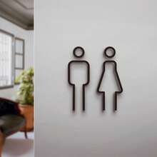 3D Acrylic Bathroom Sign, Unisex - Black And Gold, Easy-To-Install Door Sticker For Hotels And B&Bs - 金色的 - 查看 2