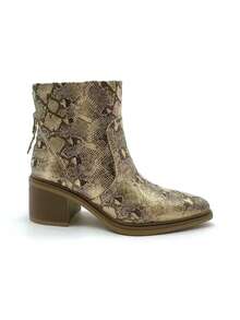 2026 New Snake Skin Pattern American Cowboy Boots, Women's Fashion Spring Ankle Boots And Ankle Boots - Gold - View 2