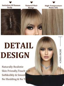 12 Inch Short Bob Wigs With Dark Roots Synthetic Heat Resistant Wigs Blonde Ombre For Woman Party Use Halloween Hot - Blonde Ombre - View 3