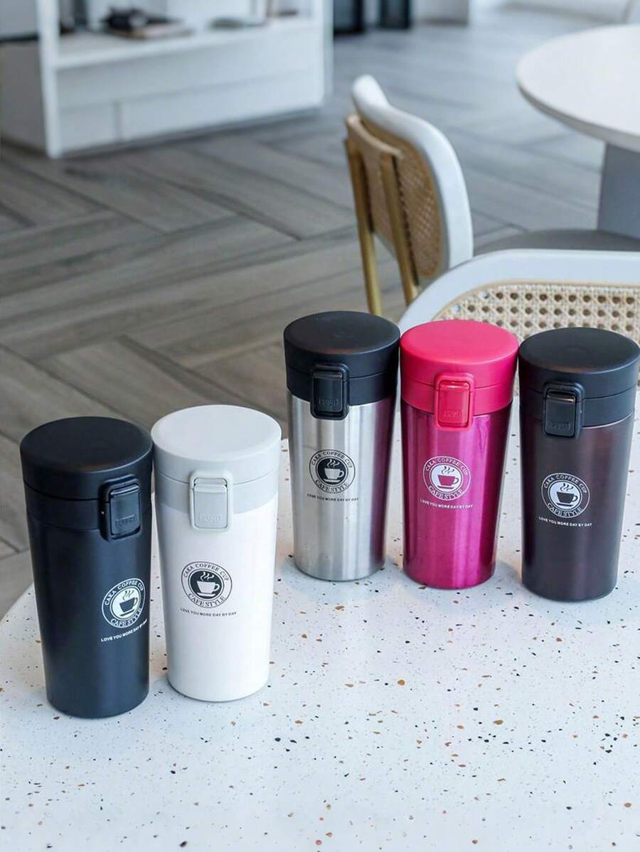 Copo de café portátil clássico de 380/510 ml, ideal para viagens. Feito em aço inoxidável, possui isolamento térmico e é perfeito para bebidas como café, chá, suco e outras bebidas. Ideal para todas as estações do ano.