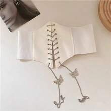 1 europäischer und amerikanischer modischer elastischer Bund für Frauen, hochwertiger und vielseitiger dekorativer Gürtel, schwarzer Bund, außen getragen Lolita-Bund Frauen Korsettgürtel für Kleider, Taillenformer zur Taillenschlankung und Bauchkontrolle Halloween Kostüm