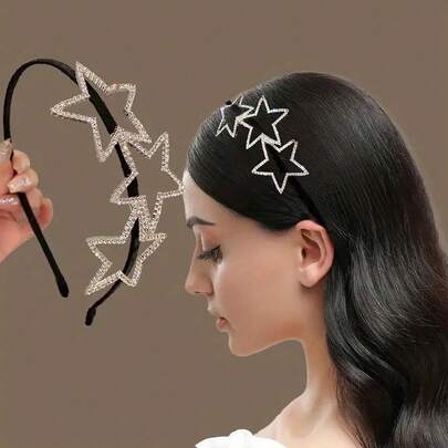 1 Stück Sternförmiger Haarreif mit Durchbrüchen, süßer und funkelnder Stern Haaraccessoire, geeignet zum Tragen beim Gesichtwaschen und für den Alltag, Neujahrskollektionen 2026, Haaraccessoires für Frauen, Haarsachen, Accessoires für Frauen, Geschenke, Reisen, Geschenke für Frauen, Haarsachen, Strumpfstopfer