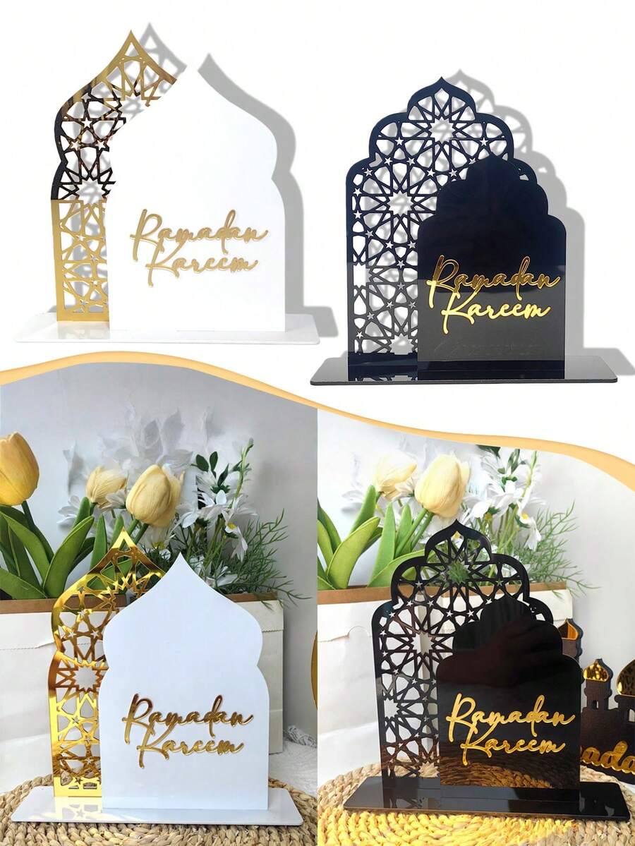 Acrylic Tabletop Decor,Elegant Acrylic Castles Shape Desktop Sign For Crescent Moon Theme Party,Home Decorations, Middle Eastern Holiday Party Decoration,Desktop Decoration,Celebration,Living Room