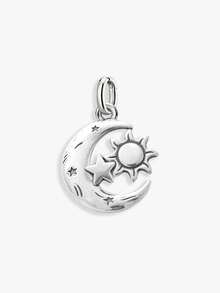 1pc Minimalist & Unique 925 Sterling Silver Star, Moon And Sun Pendant, DIY Jewelry, Elegant For Men And Women - Style 7 - View 4