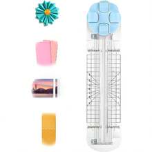 Paper Trimmer Craft Paper Cutter,4-In-1 Paper Trimmer Multi-Function Scrapbooking Tool With Straight, Wave, Perforated & Creasing Blades For Craft Paper,Cardstock, Coupon, Label, Photo,Postcard - Màu xanh lam - Xem 8