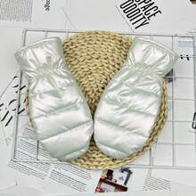 Guantes de invierno para mujeres, mantienen el calor, con cachemira, dedos completos, impermeables, superficie brillante, para ciclismo y esquí al aire libre - Blanco - Ver 9