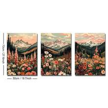 Bộ 3 bức tranh phong cảnh đồng quê Boho Mountain Daisy Wildflower không khung trang trí nhà nông thôn thẩm mỹ Tranh in vải canvas tối giản cho ký túc xá, căn hộ, phòng khách, phòng ngủ, trang trí nhà hiện đại - Nhiều màu - Xem 13