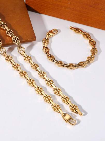 1pc Stainless Steel Lip Chain Bracelet - Punk Rock Hip Hop Style, Durable & Fade-Resistant, Gift For Boyfriend, Men's Fashion Accessory