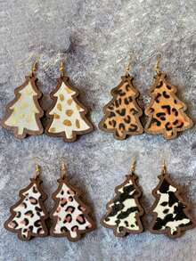 2pcs Fashionable Multi-Color Halloween Pumpkin Splice Minimalist Wooden Acrylic Pendant Earrings For Women, Suitable For Party, Halloween Event