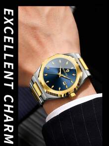 BINBOND New Luxury Men's Quartz Watch Stainless Steel Strap Fashion Casual Waterproof Watch Top Business Calendar Men's Watch - Blue - View 6