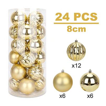 24 piezas 8 cm Adornos de bolas navideñas, adornos navideños de bolas colgantes, adornos para árboles de Navidad, artículos de decoración para fiestas,Adornos colgantes para árboles de Navidad, regalos navideños, aumentan el ambiente navideño, adecuados para fiestas navideñas, decoraciones de jardín y regalos navideños para familiares y amigos