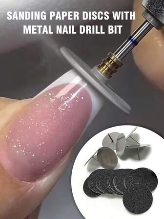 Nail Drill Bit,Nail Drill Bit For French Tip,Nails Drill Bits,Sanding Paper Discs With Metal Nail Drill Bit 25mm Foot Drill Replacement Sanding Discs,5/10/30pcs Sanding Paper Discs, #180 Grits For Nail Drill Bit,PedicureTools, Foot Files Remover Dead Skin,Nail Art Tools,Nail Tools,Nail Supplies,Nail Stuff,Nail Tech Supplies,Gift For Women,Nail Tools For Salon,Nail Drill Bits For Nail Machine
