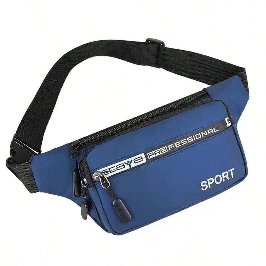 Waterproof Nylon Unisex Sports Crossbody Waist Bag - 藍色 - 查看 1