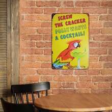 Screw The Cracker Polly Wants Cocktail Metal Tin Sign, 12x8 Inch, Wall Decor - 1PC - 查看 2