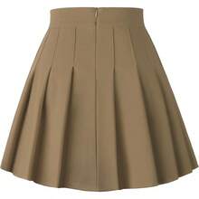 Women's Pleated Skirts Mini Skater Basic Skirt High Waist Tennis Skirt School Uniform Cheerleader Skirts - 卡其色 - 查看 2
