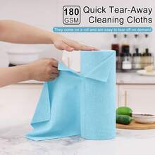 Tear Away Dish Cloths Rolls, 40 Sheets-11.8" X 11.8", Reusable Washable Dish Towels For Kitchen, Ultra Absorbent And Quick Drying Microfiber Cleaning Rags, Aqua,25865138 - 酒紅色 - 查看 2
