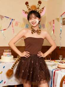 4 件套时尚复古中世纪女海盗服装配饰套装，适合狂欢节、舞会、独特、头巾、紧身连衣裙、腰带、眼罩、万圣节海盗服装 - 彩色 - 查看 2