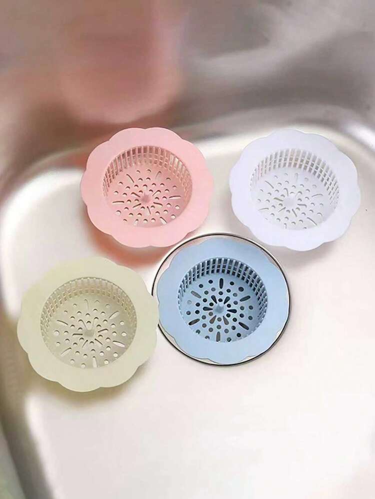 2pcs Flower Shape Plastic Water Channel Filter: Kitchen And Bathroom Drain Strainer With Anti-Blocking Hair Filter Net Kitchen Items Kitchen Accessories Kitchen Tools - Multicolor - View 1