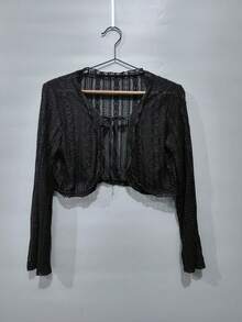 1pc Summer Women Sunscreen Cardigan Ruffle Design Sunscreen Clothing Slim Korean Style Long Sleeve Short Coat For Dress - A - View 8