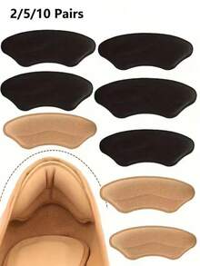 4/2/1 Pairs Plain Color Heel Grips, Wear-Resistant Cushion Heel Protectors, Adhesive Shoe Pads, Modern Non-Woven Fabric Anti-Slip Heel Liners, Suitable For Everyday Use - Multicolor - View 2