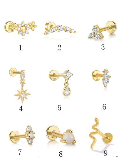 1Pc Flower Water Drop 925 Sterling Silver Earring For Women Stud Earring Drop Earring 18K Gold Plated Piercing Perfect For Daily Wear Suitable For Engagement Fine Jewelry