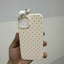 可爱粉色时尚手机壳 3D猫狗手机壳 兼容 17/17PRO/17PROMAX/17Air/16/15/13/14/12/11 Pro Max 可爱小猫小狗软壳防震后盖 女士节礼物 - 白色 - 查看 23