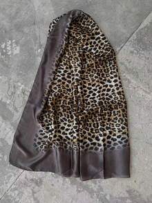 Brown Leopard Print Scarf, Long Shawl, Party Gift - Coffee Brown - View 2