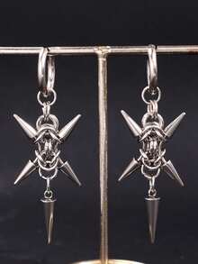 1 Đôi bông tai xích đính đinh tán bạc thủ công, trang sức nữ bằng thép không gỉ chống nước, phụ kiện thời trang phong cách Punk Y2K, trang trí tiệc - Nhiều màu - Xem 6