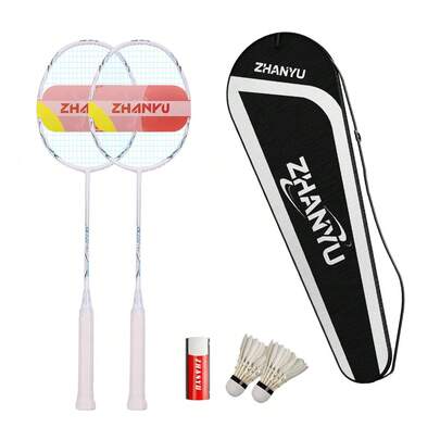 Badminton Racket Set, Badminton Racquet, 4u Ultra-Light Carbon Racket, Pearl Powder Paint Surface, Entry-Level Recommendation, For Sports, Training And Entertainment