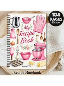 1 Pc Cartoon-Themed Spiral Recipe Notebook-A Must-Have For Foodies. This Blank Personal Recipe Book Is Designed For Jotting Down Homemade Recipes, Featuring Durable Spiral Binding For Easy Storage. It Doubles As A Scrapbook For DIY Crafting With Decorative Supplies, Perfect For Craft Enthusiasts. Kitchen Novices Use It To Learn Cooking, While Experienced Cooks Organize Recipes-Combining Practicality With Fun. Perfect For Personal Use Or Gifting To Cooking-Loving Family And Friends, It Hits The Spot Every Time. - Pink - View 6